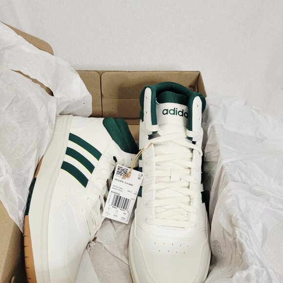 NWB- Adidas "Hoops 3.0 Mid" Men's, Classic, Vintage Shoes- White/Green-Size:11.5 - Picture 7 of 16
